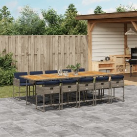 11-piece garden dining set with gray synthetic