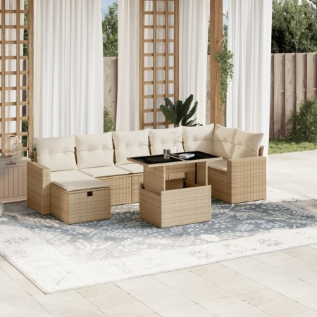 Gartensofa-Set und Kissen, 8-teilig, aus synthetischem Rattan in Beige. von , Gartensets - Ref: Foro24-3274828, Preis: 658,02...