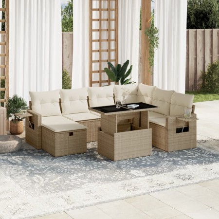 Garden sofa set with 8 pieces of synthetic beige rattan and cushions. by , Garden sets - Ref: Foro24-3274998, Price: 664,29 €...