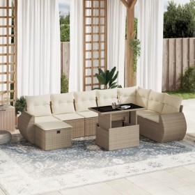 9-piece garden sofa set with beige synthetic