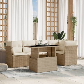 Gartensofa-Set mit 6-teiligen Kissen aus synthetischem Rattan in Beige. von , Gartensets - Ref: Foro24-3266568, Preis: 563,30...