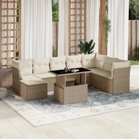 Set de sofás de jardín 9 pzas con cojines ratán sintético beige de , Conjuntos de jardín - Ref: Foro24-3266788, Precio: 737,1...