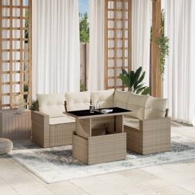 Garden sofa set with 6-piece synthetic rattan beige cushions by , Garden sets - Ref: Foro24-3267268, Price: 565,76 €, Discoun...