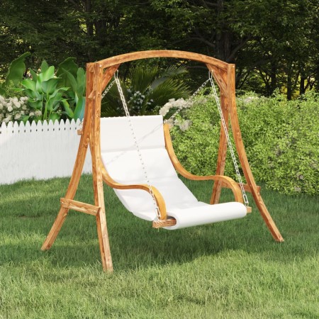 Swing chair with cream cushion curved wood teak finish by vidaXL, Garden rockers - Ref: Foro24-313941, Price: 198,99 €, Disco...