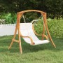 Swing chair with cream cushion curved wood teak finish by vidaXL, Garden rockers - Ref: Foro24-313941, Price: 198,99 €, Disco...