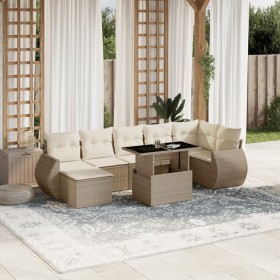 Garden sofa set with 8 pieces of synthetic beige