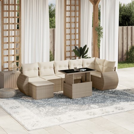 Garden sofa set with 8 pieces of synthetic beige rattan and cushions. | Foro24|Onlineshop| Casa, Jardín y Más Foro24.es