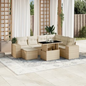 Garden sofa set with 8 pieces of synthetic beige