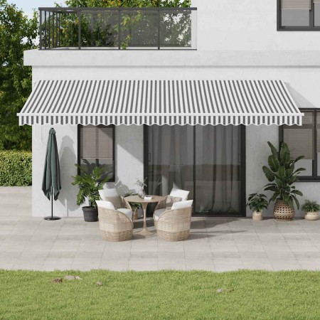 Retractable automatic awning in anthracite gray and white, 600x300 cm. by , Awnings - Ref: Foro24-3310242, Price: 485,11 €, D...