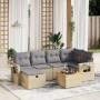 Gartensofa-Set mit beige gemischten Kissen, 7-teilig, aus PE-Rattan. von , Gartensets - Ref: Foro24-3264951, Preis: 475,25 €,...