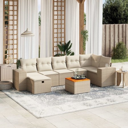 Gartensofagarnitur mit beigen Kissen, 8-teilig, aus PE-Rattan. | Foro24|Onlineshop| Casa, Jardín y Más Foro24.es