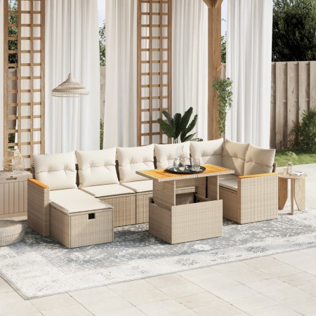 Gartensofagarnitur mit beigen Kissen, 8-teilig, aus PE-Rattan. von , Gartensets - Ref: Foro24-3276047, Preis: 650,82 €, Rabat...