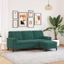 Dreisitzer-Sofa mit dunkelgrünem Samt-Hocker, 180 cm. von , Sofas - Ref: Foro24-3278269, Preis: 330,05 €, Rabatt: %