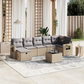 Garden sofa set with beige mixed cushions, 8 pieces, PE rattan. by , Garden sets - Ref: Foro24-3263825, Price: 544,90 €, Disc...