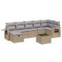 Garden sofa set with beige mixed cushions, 8 pieces, PE rattan. by , Garden sets - Ref: Foro24-3263825, Price: 544,90 €, Disc...