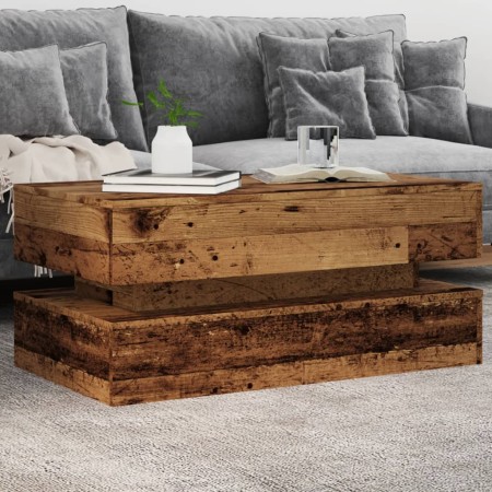 Aged wood coffee table with LED lights 90x50x40 cm by , Coffee table - Ref: Foro24-857718, Price: 97,94 €, Discount: %