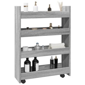 Narrow storage cart 4 levels gray Sonoma wood by , Kitchen and dining carts - Ref: Foro24-855264, Price: 59,39 €, Discount: %