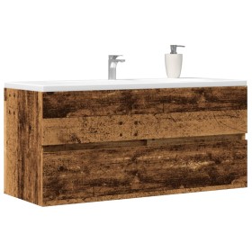 Bathroom cabinet made of aged engineered wood