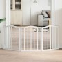 Folding dog gate with 3 panels, made of white poplar wood, 150cm. by , Dog kennels and fences - Ref: Foro24-352212, Price: 38...