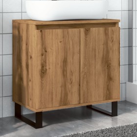 Engineered wood bathroom cabinet in artisan oak