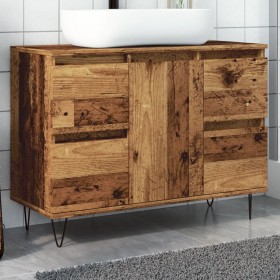 Aged engineered wood bathroom cabinet 80x33x60 cm