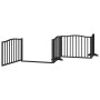 Folding dog gate with 4 panels, made of black poplar wood, 320 cm. by , Dog kennels and fences - Ref: Foro24-352225, Price: 7...