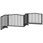 Folding dog gate with 4 panels, made of black poplar wood, 320 cm. by , Dog kennels and fences - Ref: Foro24-352225, Price: 7...