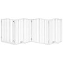 Folding dog gate with 4 panels, made of white poplar wood, 320cm. by , Dog kennels and fences - Ref: Foro24-352219, Price: 90...