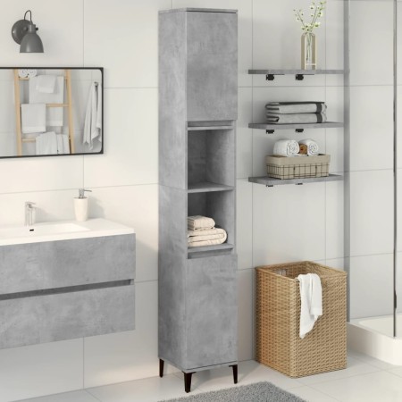 Armario de baño madera contrachapada gris hormigón 30x30x190 cm de , Tocadores de baño - Ref: Foro24-857104, Precio: 74,37 €,...