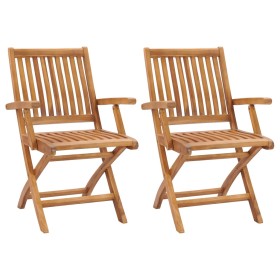 Folding garden chairs 2 units solid teak wood by vidaXL, Garden chairs - Ref: Foro24-315104, Price: 242,99 €, Discount: %