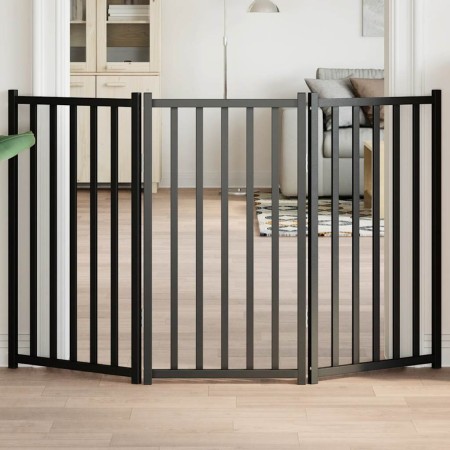 Folding dog gate 3 panels, black fir wood, 150 cm by , Dog kennels and fences - Ref: Foro24-352286, Price: 47,20 €, Discount: %