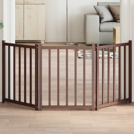 Folding 3-panel fir wood dog gate, brown, 150 cm by , Dog kennels and fences - Ref: Foro24-352292, Price: 35,13 €, Discount: %