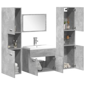 Badezimmermöbel-Set 4-teilig aus grauem Beton-Sperrholz von , Badezimmermöbel - Ref: Foro24-3324886, Preis: 272,93 €, Rabatt: %