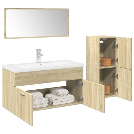 Juego de muebles de baño 4 pzas contrachapada roble Sonoma | Foro24|Onlineshop| Casa, Jardín y Más Foro24.es