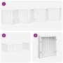 Folding dog gate, 8 panels, white poplar wood, 640 cm by , Dog kennels and fences - Ref: Foro24-3155734, Price: 157,95 €, Dis...