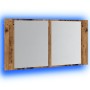 Armario con espejo LED madera ingeniería envejecida 90x12x45 cm de , Tocadores de baño - Ref: Foro24-856284, Precio: 79,47 €,...