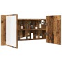 Armario con espejo LED madera ingeniería envejecida 90x12x45 cm de , Tocadores de baño - Ref: Foro24-856284, Precio: 79,47 €,...