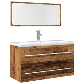 2-piece aged engineered wood bathroom furniture