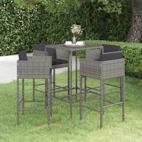 5-piece garden bar furniture set and gray synthetic rattan cushions by vidaXL, Garden sets - Ref: Foro24-3094791, Price: 377,...