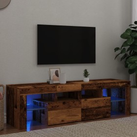 Mueble TV luces LED madera ingeniería envejecida 140x36,5x40 cm de , Muebles TV - Ref: Foro24-856303, Precio: 110,84 €, Descu...