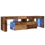 Mueble TV luces LED madera ingeniería envejecida 140x36,5x40 cm de , Muebles TV - Ref: Foro24-856303, Precio: 110,84 €, Descu...