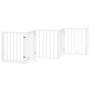 Folding dog gate with 9 panels, made of white poplar wood, 450cm. by , Dog kennels and fences - Ref: Foro24-3155535, Price: 9...