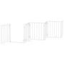 Folding dog gate with 9 panels, made of white poplar wood, 450cm. by , Dog kennels and fences - Ref: Foro24-3155535, Price: 9...