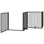 Folding dog gate with 10 panels, made of black poplar wood, 800 cm. by , Dog kennels and fences - Ref: Foro24-3155575, Price:...