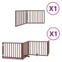 Folding dog gate 6 panels poplar wood brown 480 cm by , Dog kennels and fences - Ref: Foro24-3155577, Price: 93,86 €, Discoun...