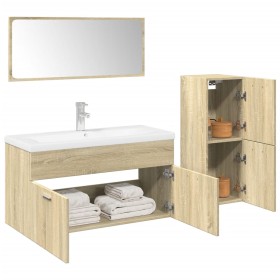 Set de muebles de baño 3 pzas madera contrachapada roble Sonoma de , Muebles de baño - Ref: Foro24-3324997, Precio: 118,19 €,...