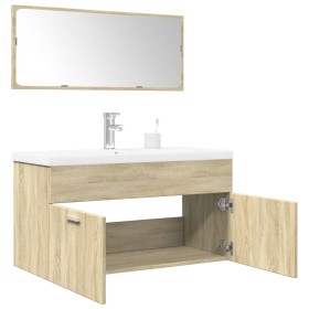 Set de muebles de baño 3 pzas madera contrachapada roble Sonoma de , Muebles de baño - Ref: Foro24-3324988, Precio: 262,51 €,...