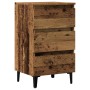 Bedside table with metal legs and aged wood 40x35x69cm by , Nightstands - Ref: Foro24-856424, Price: 72,15 €, Discount: %