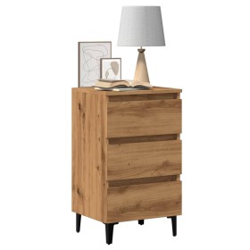 Bedside table with artisan oak metal legs 40x35x69 cm by , Nightstands - Ref: Foro24-856426, Price: 72,15 €, Discount: %