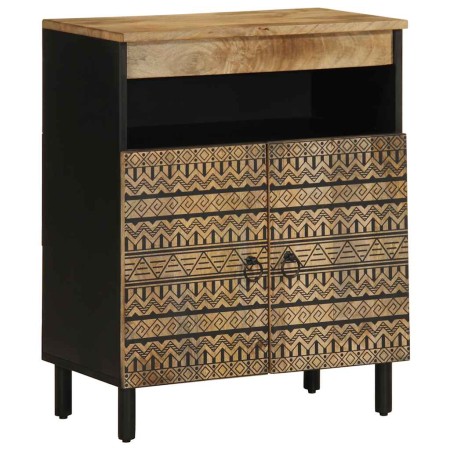 Massiver Mangoholz-Sideboard mit rauer Oberfläche 60x33,5x75 cm von , CD- und DVD-Speicher - Ref: Foro24-4018653, Preis: 118,...